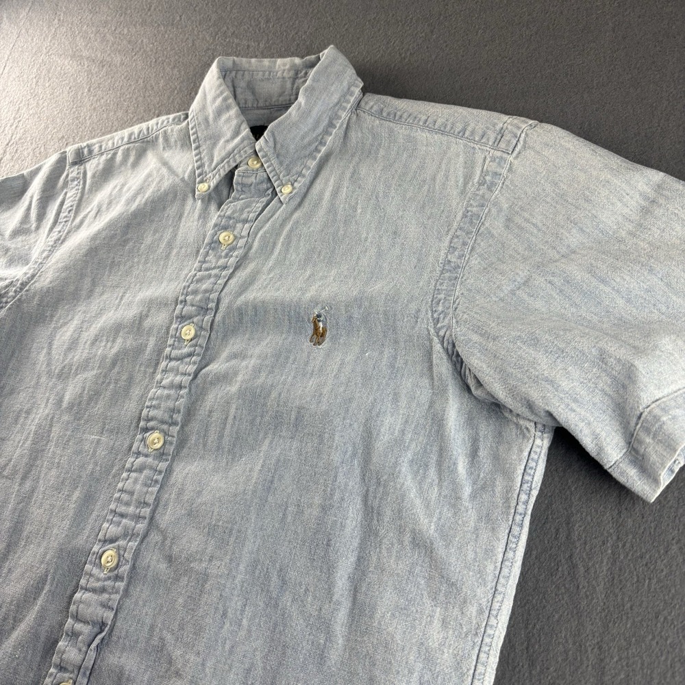 Polo Ralph Lauren Shirt Men's S Blue Denim Short Sleeve Oxford Pony Chambray